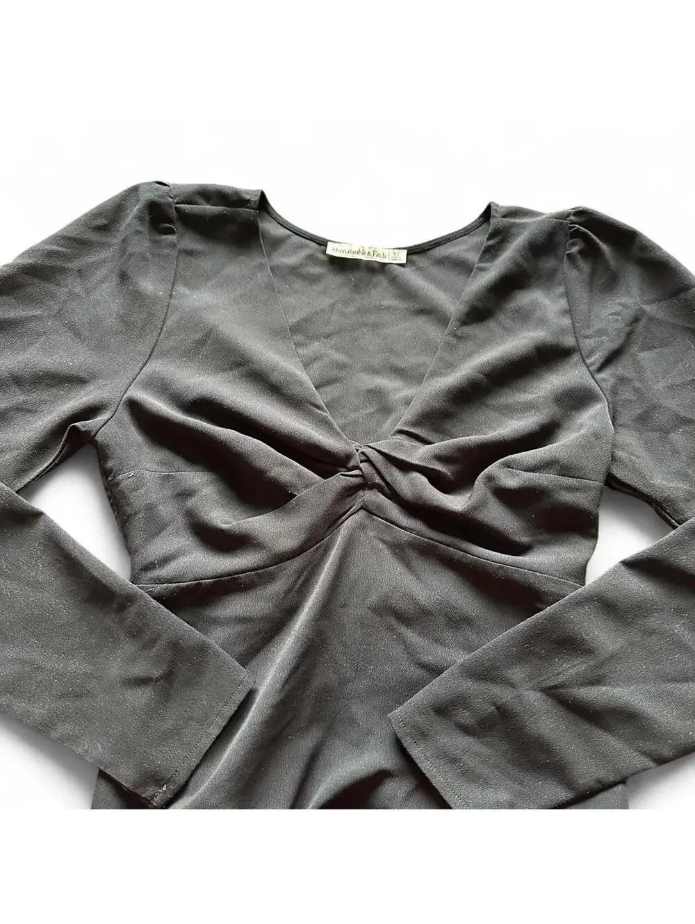 Abercrombie & Fitch Black Long Sleeve Knot Front Top - Size XS